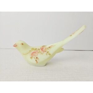 Fenton Glass bird satin painted flowers glows